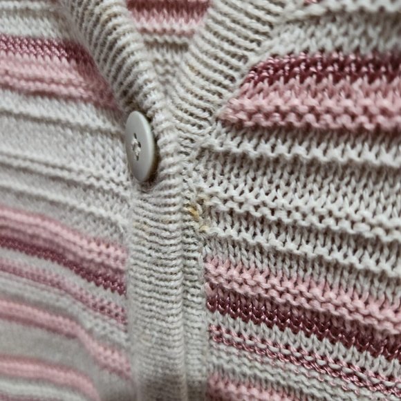 Pendleton Womens Sleeveless Cardigan Sweater Linen Blend Pink/Beige Striped Sz L - Picture 7 of 8